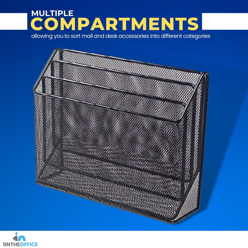 1InTheOffice 3 Tiers File Folder Organizer  Desk Sorter  Black Mesh - Image 3